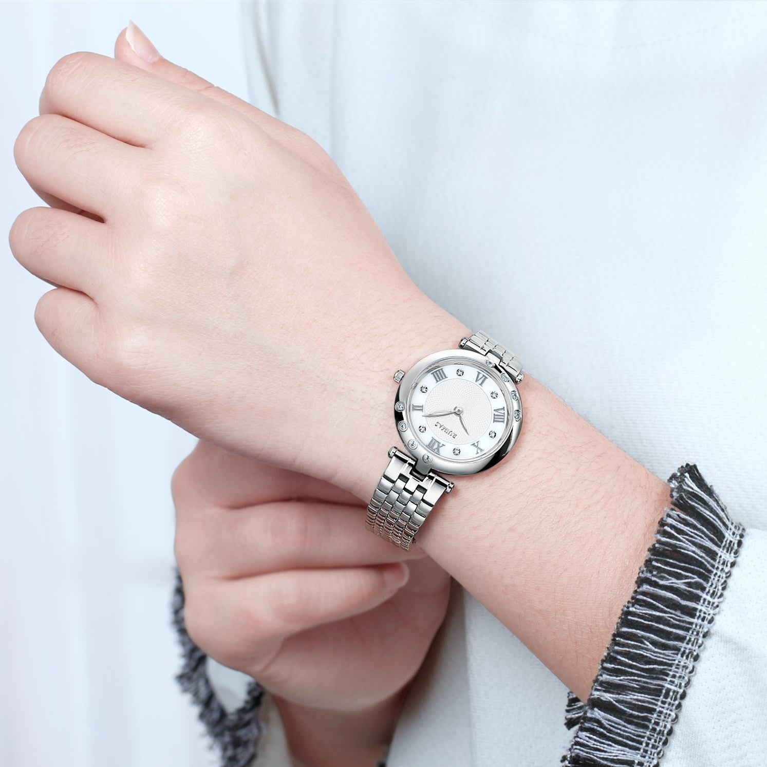 RUIMAS Ladies Wrist Watch Stainless Steel Luxury Quartz Women Watches Waterproof Female Dress Clock Bracelet reloj mujer 6749